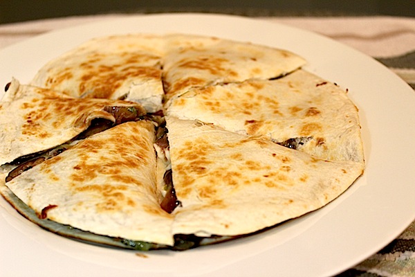 Brussels Sprouts, Mushroom, and Onion Quesadillas